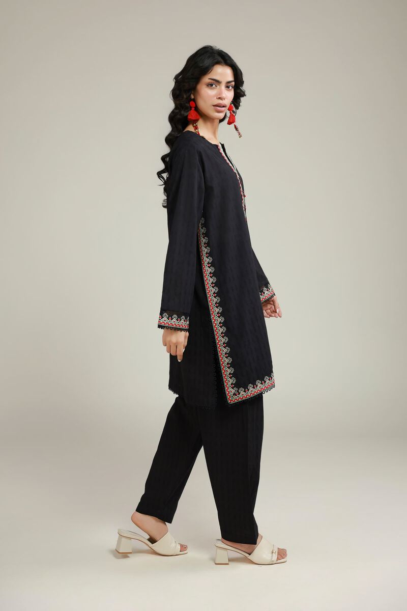 Embroidered | Dobby | Black Tailored Set | USD 55.00