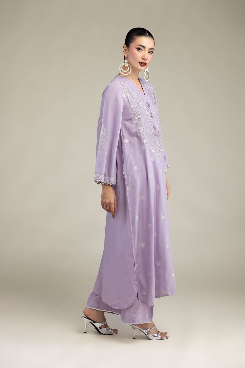 Embroidered | Raw Silk | Solid Lavender Pants | USD 30.00