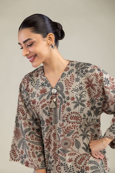 Printed | Textured Weave | Long Floral Kurta | USD 35.00
