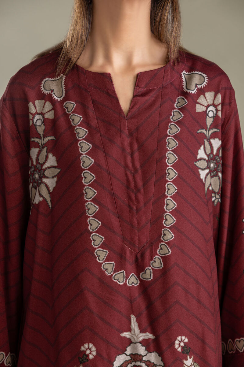 Printed | Viscose Crepe | Short Maroon Tunic | USD 40.00