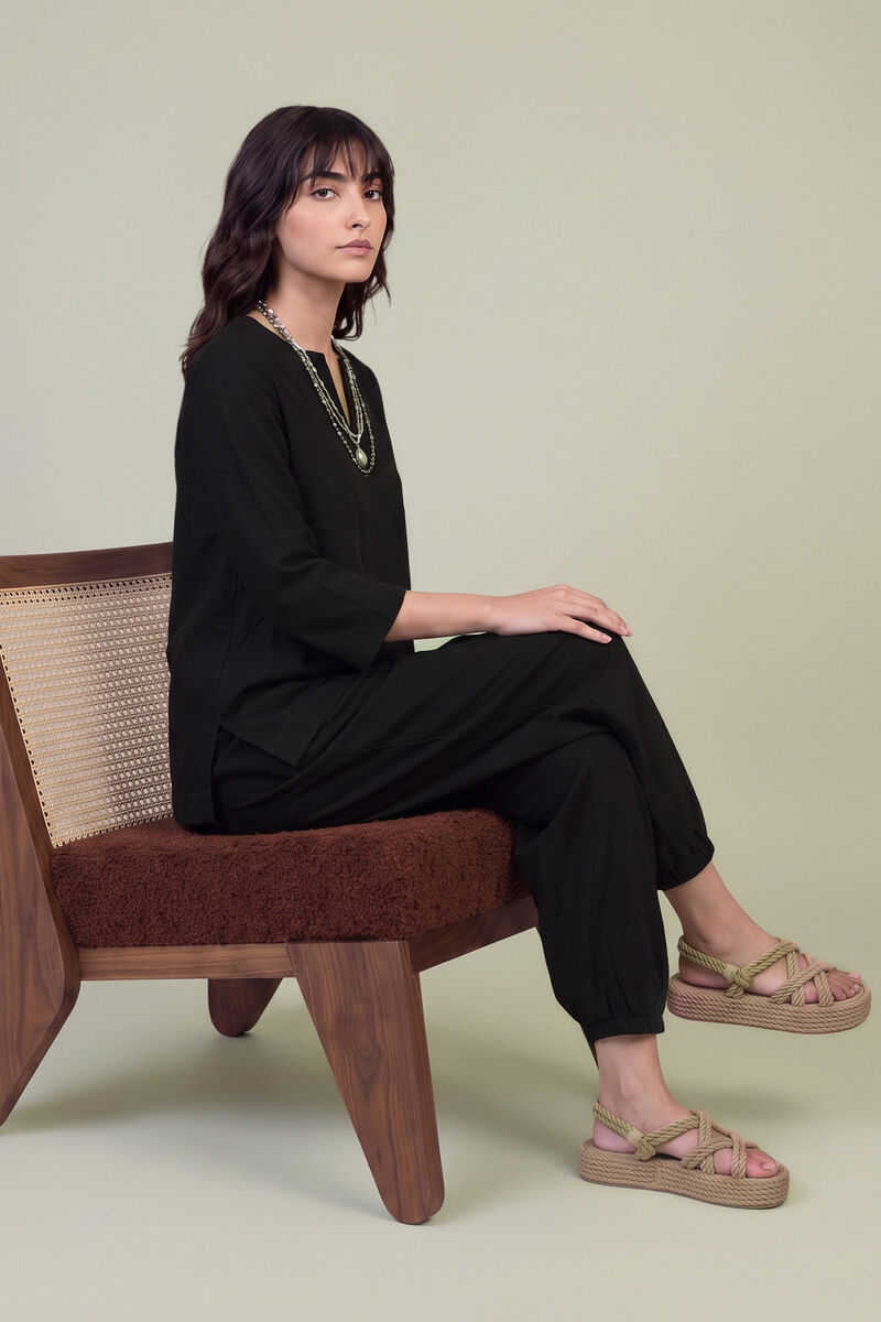 Dyed | Textured Georgette | Solid Black Tunic | USD 40.00