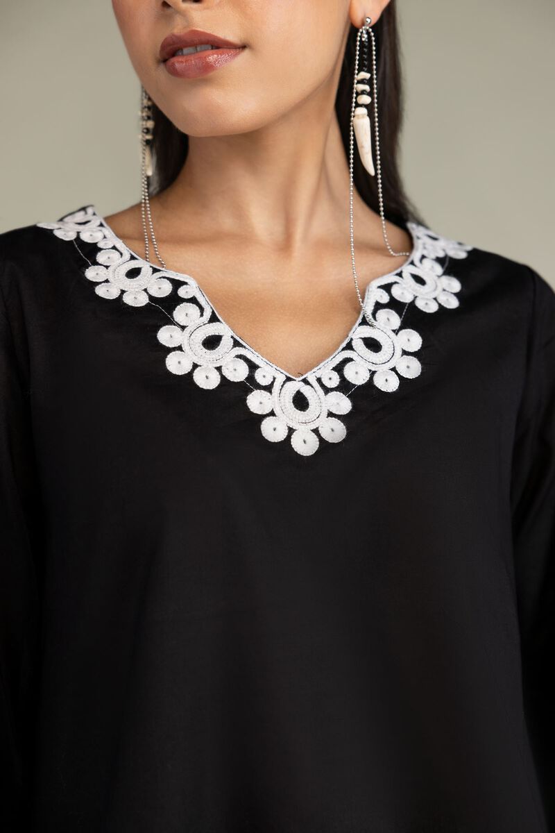 Embroidered | Cambric | Cambric Black Kurta | USD 40.00