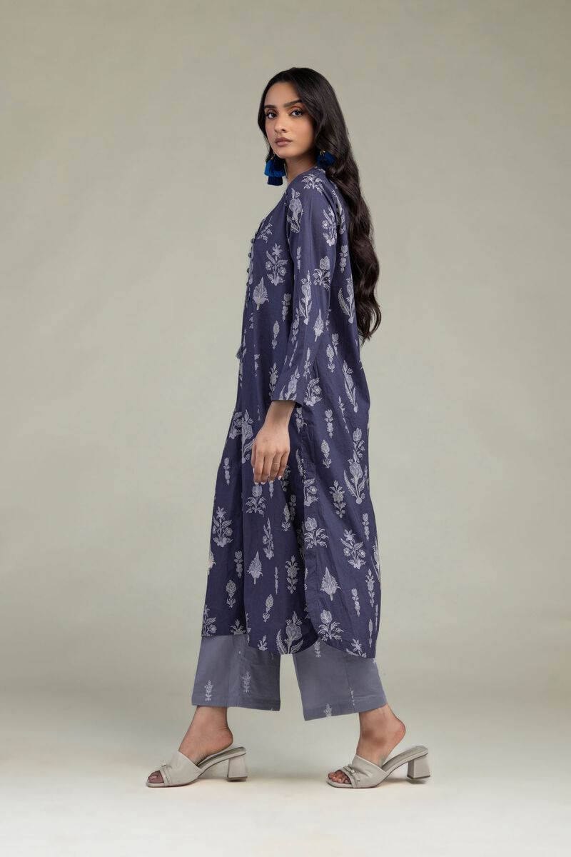 Embroidered | Cambric | Floral Navy Kurta | USD 35.00