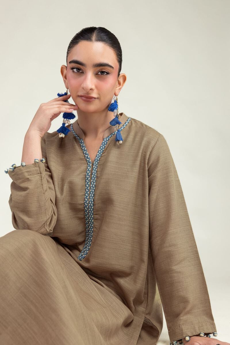 Dyed | Textured Cotton | Long Cotton Kurta | USD 35.00