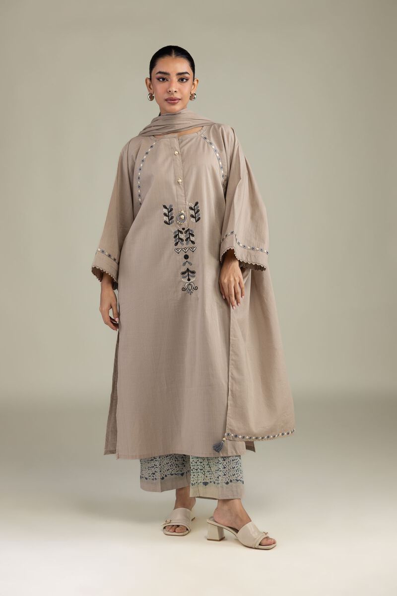 Textured Lawn | Embroidered | Beige Lawn Dupatta | USD 30.00