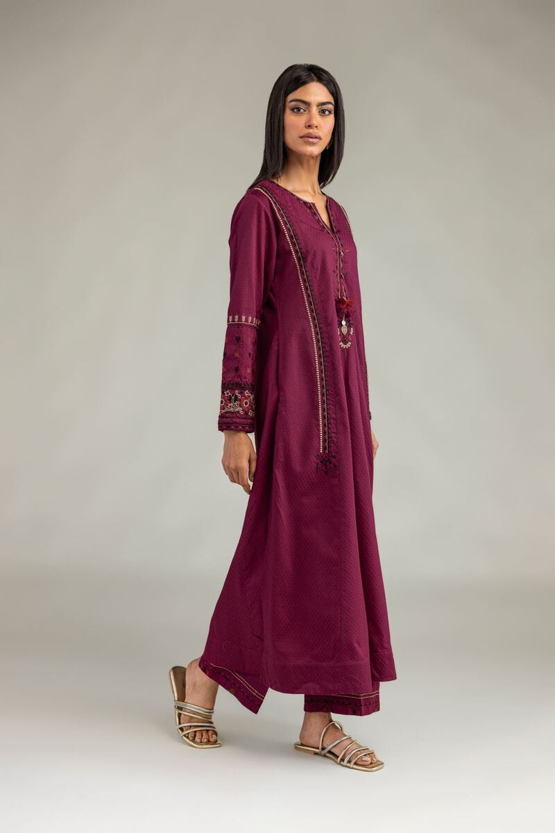 Embroidered | Cotton Dobby | Solid Cotton Pants | USD 30.00