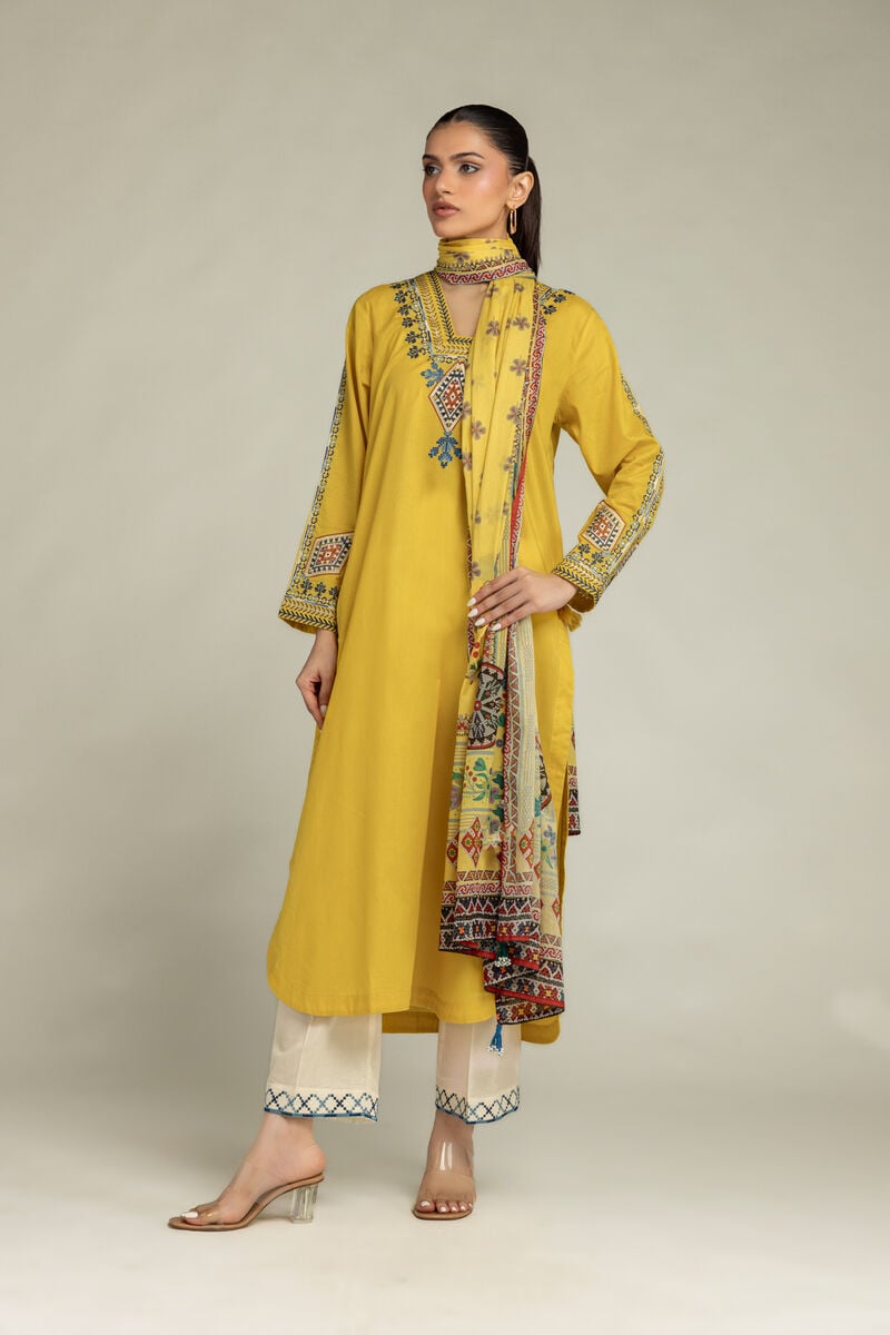 Embroidered | Lawn | Yellow Lawn Dupatta | USD 30.00