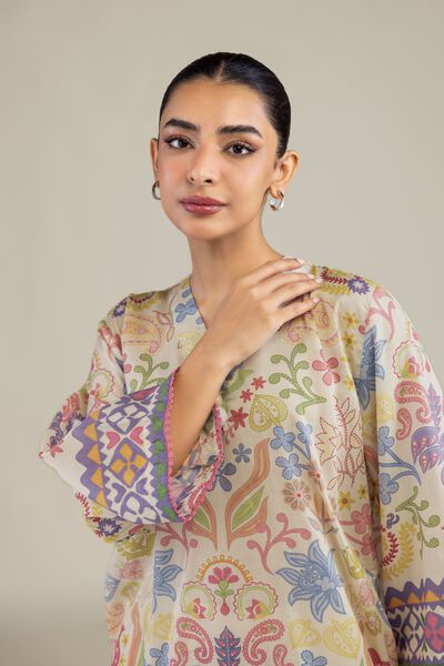 Printed | Textured Weave | Short V-Neck Kurta | USD 35.00
