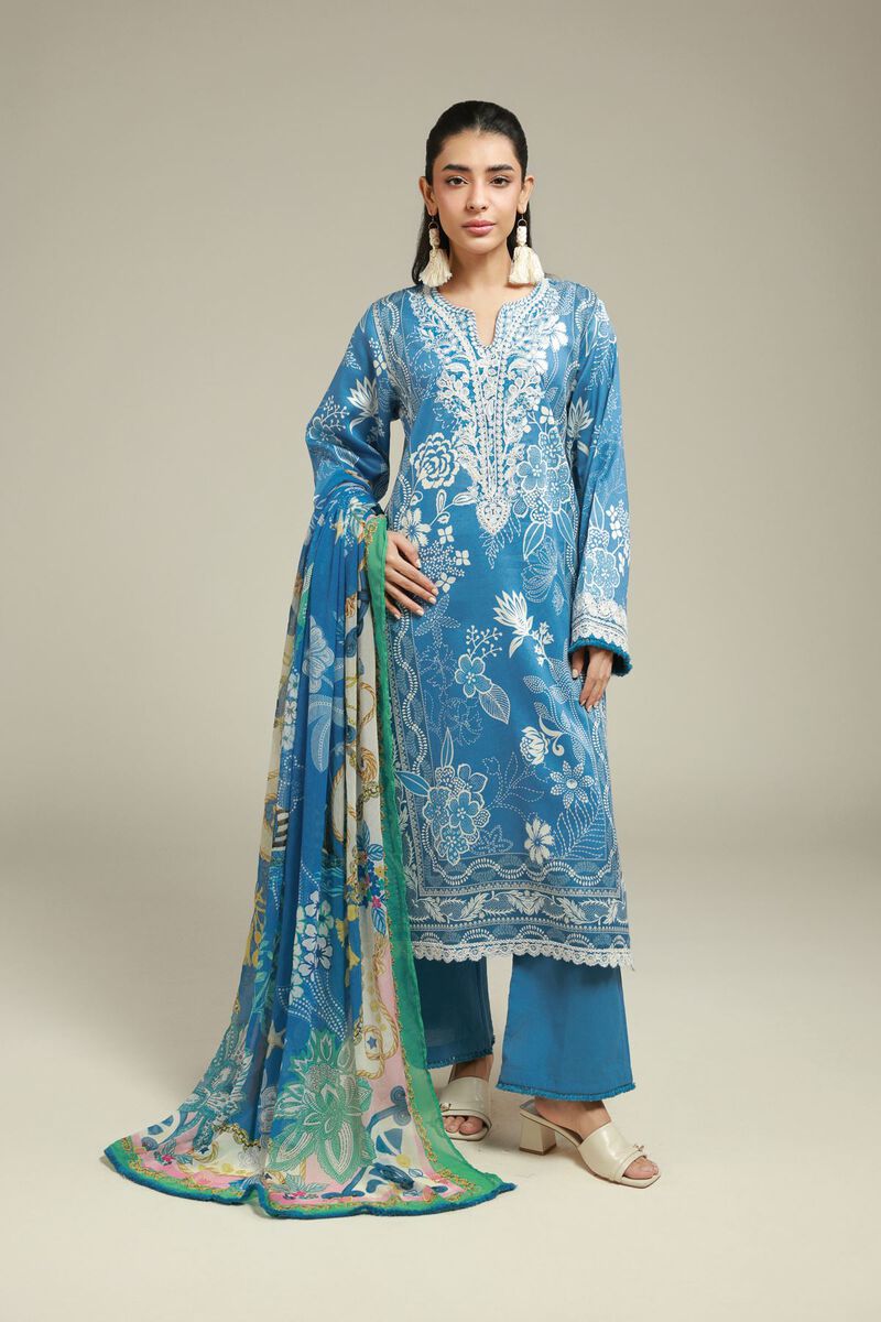 Embroidered | Satin | 3-Piece Tailored Set | USD 75.00