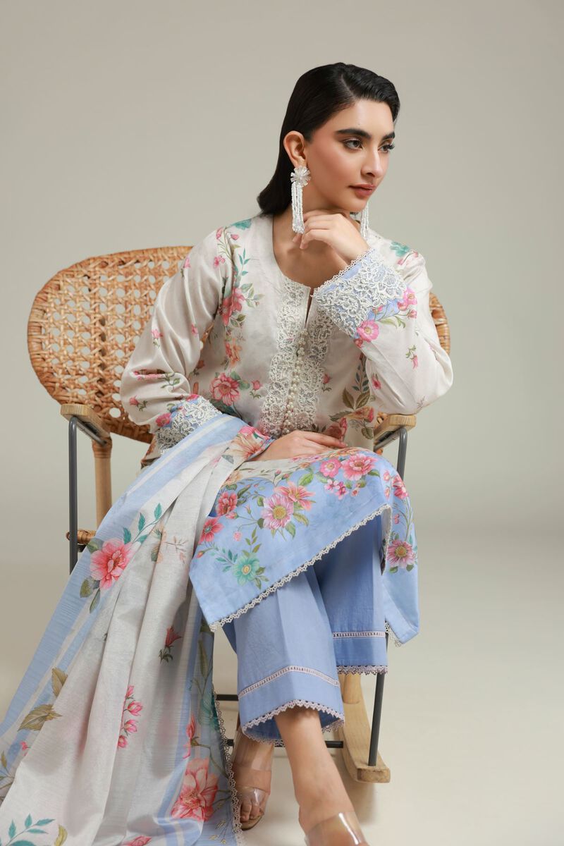 Printed | Satin | Tailored 3 Piece | USD 75.00