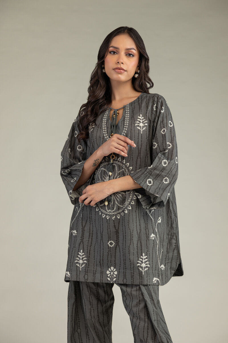 Printed | Cotton Dobby | Gray Cotton Kurta | USD 30.00
