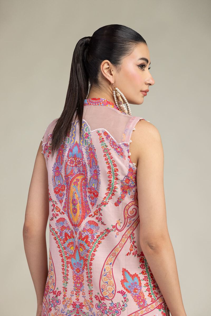 Embroidered | Raw Silk | Pink Floral Kurta | USD 60.00