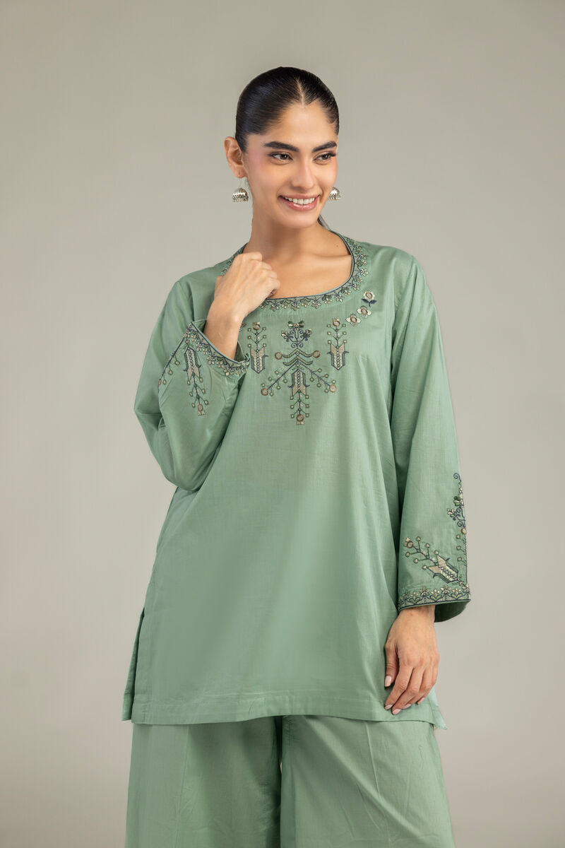 Embroidered | Cambric | Green Cambric Kurta | USD 40.00