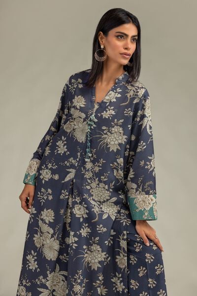 Printed | Raw Silk | Floral Longline Kurta | USD 40.00