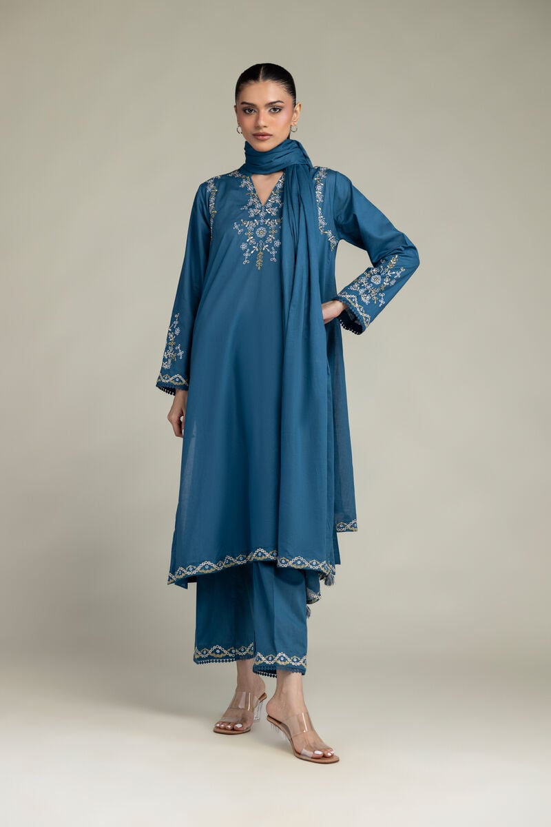 Embroidered | Lawn | Blue Lawn Dupatta | USD 30.00