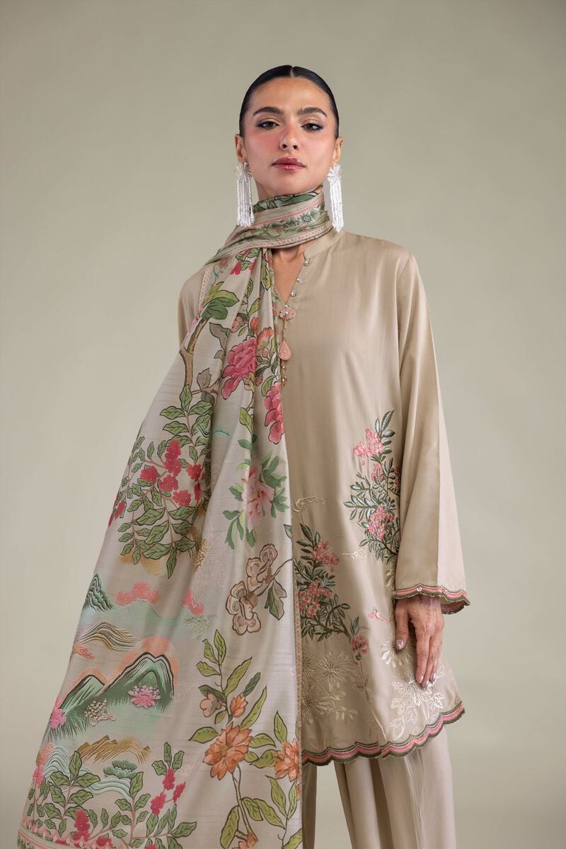 Embroidered | Raw Silk | Band Collar Kurta | USD 55.00
