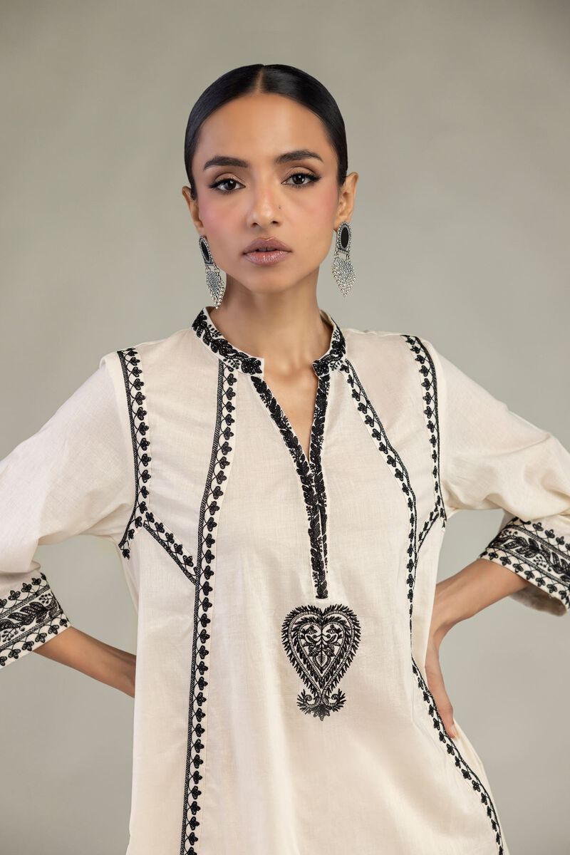Embroidered | Cambric | Cambric V-Neck Kurta | USD 40.00