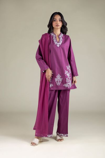 Embroidered | Cotton Dobby | Pants | USD 30.00