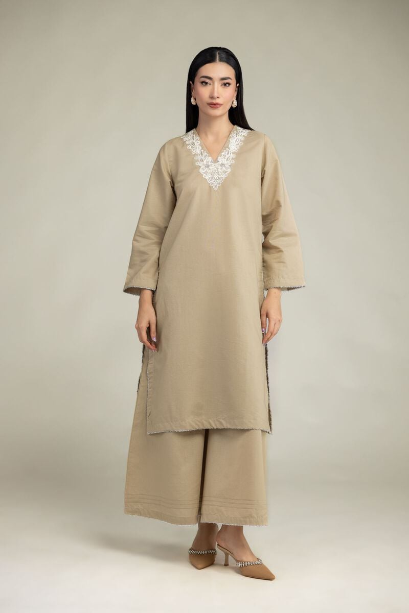 Embroidered | Mesuri | V-Neck Longline Kurta | USD 35.00