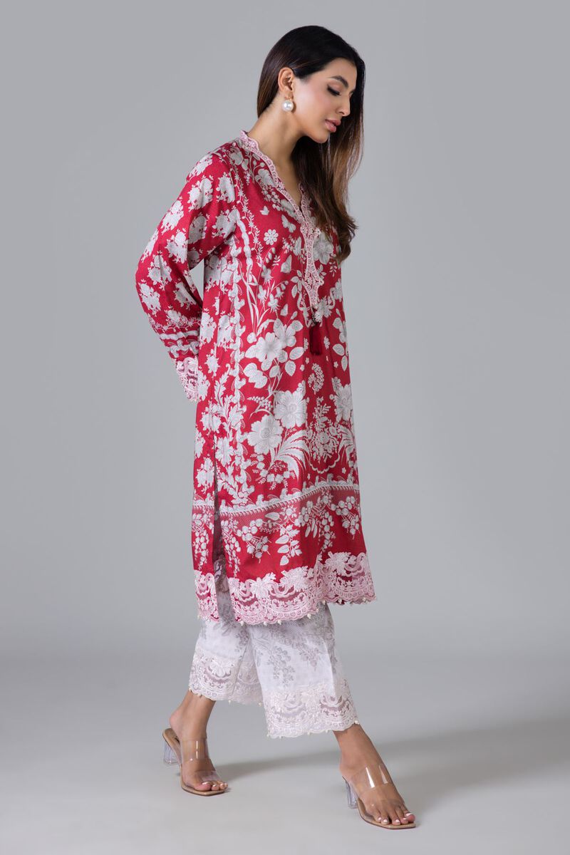 Embroidered | Crosshatch Raw Silk | Pants | null
