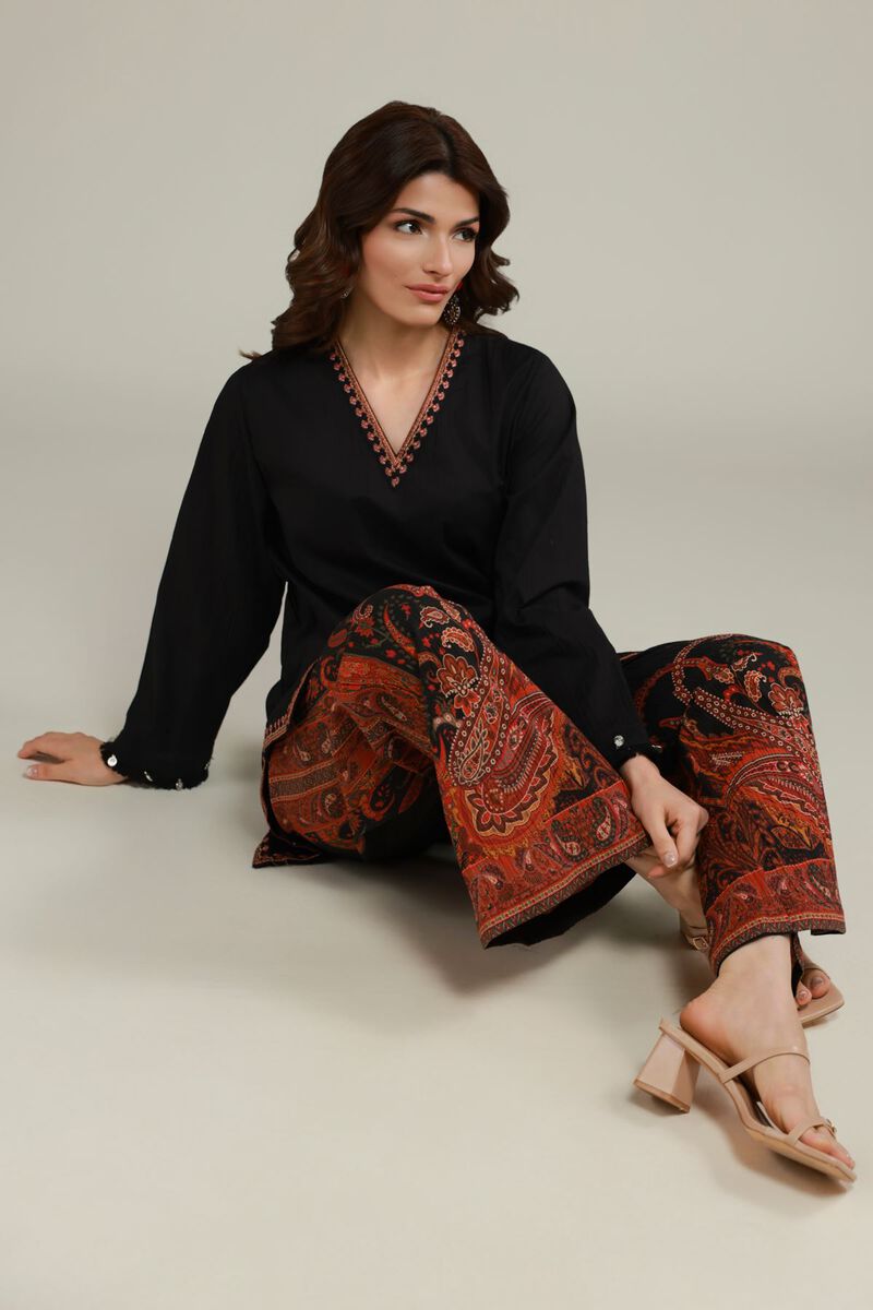 Embroidered | Cotton Crinkle | Threadwork V-Neck Kurta | USD 35.00