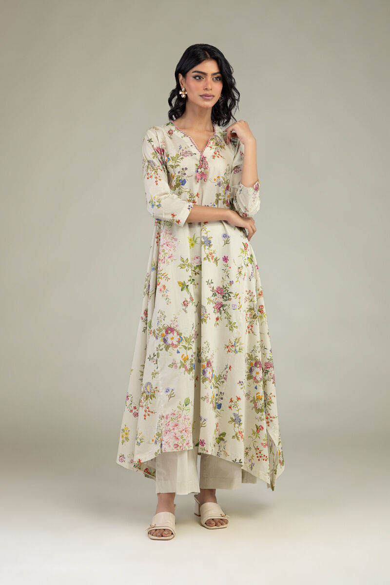 Embroidered | Cambric | Floral V-Neck Kurta | USD 30.00