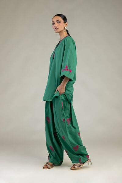 Embroidered | Cambric | Green Cambric Shalwar | USD 35.00