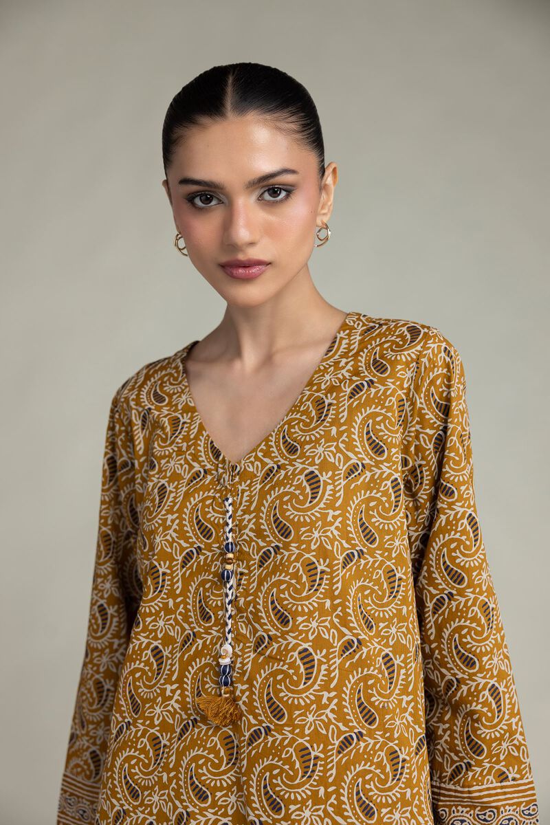 Printed | Cambric | Paisley V-Neck Kurta | USD 40.00
