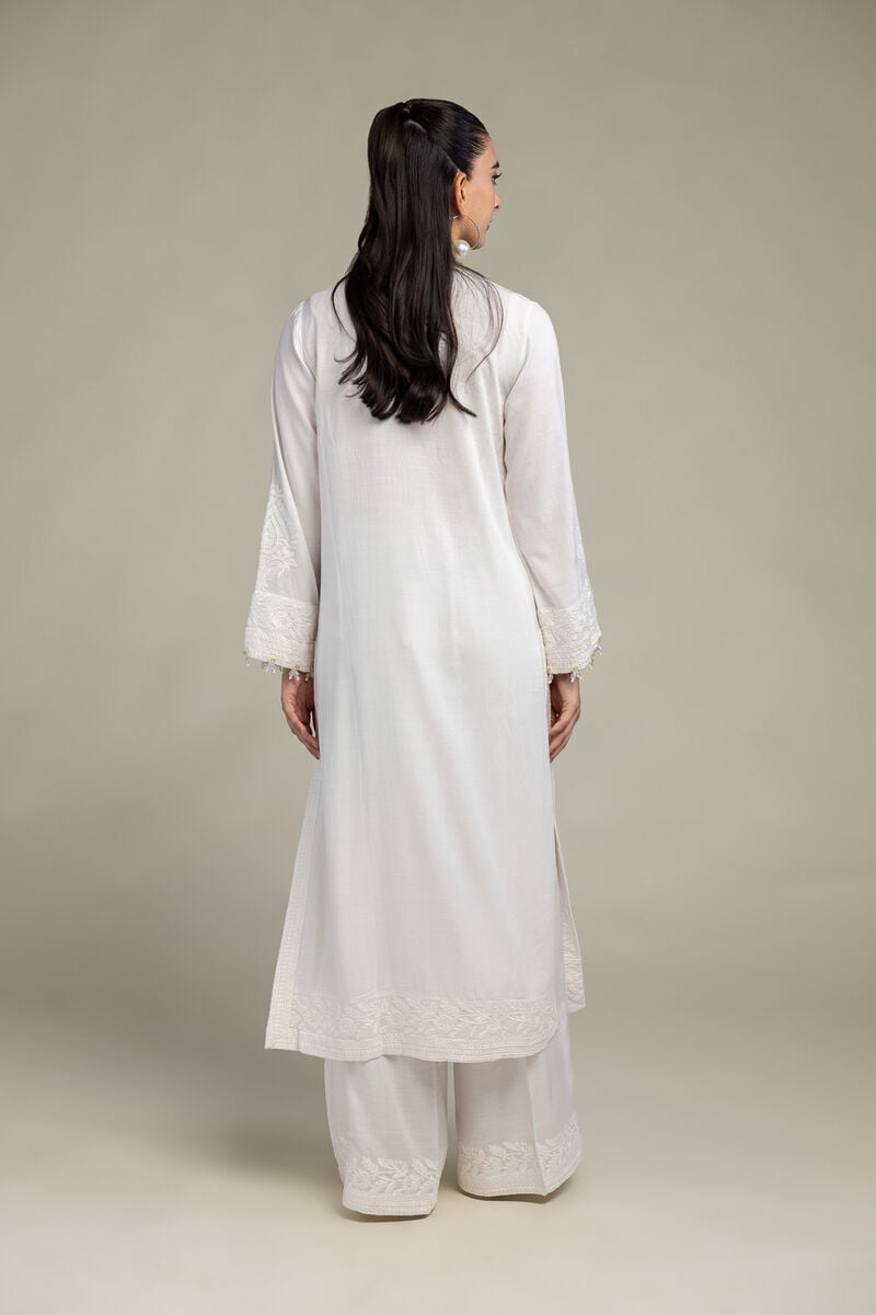 Embroidered | Raw Silk | White Silk Kurta | USD 60.00
