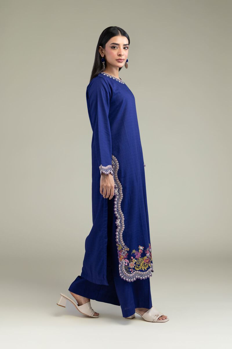 Embroidered | Cotton Dobby | Floral Scalloped Kurta | USD 45.00