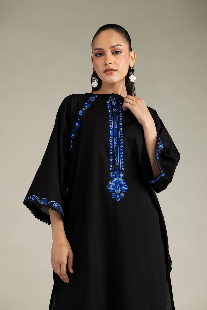Embroidered | Cambric | Black Cambric Kurta | USD 40.00
