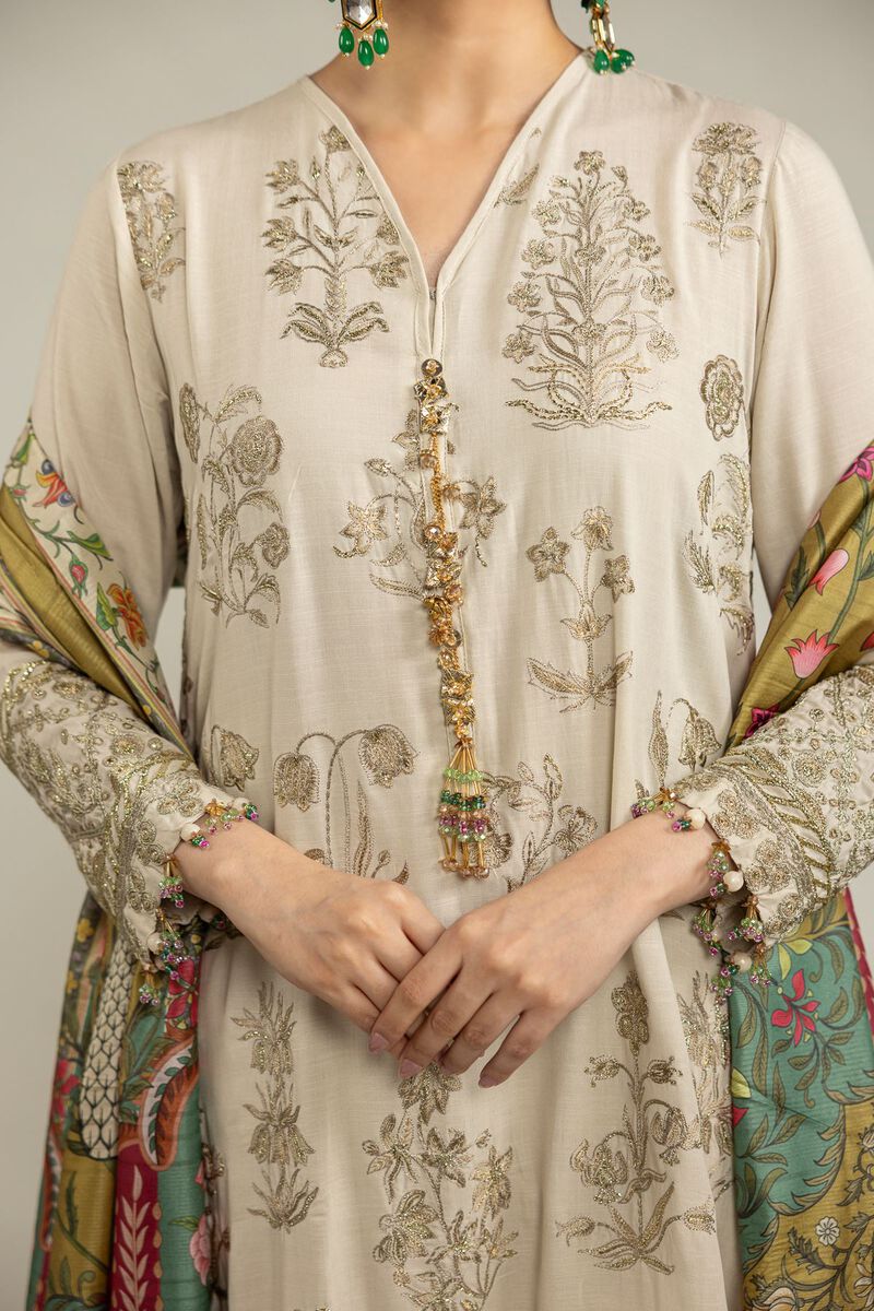 Embroidered | Raw Silk | 3-Piece Co-ord Set | USD 180.00
