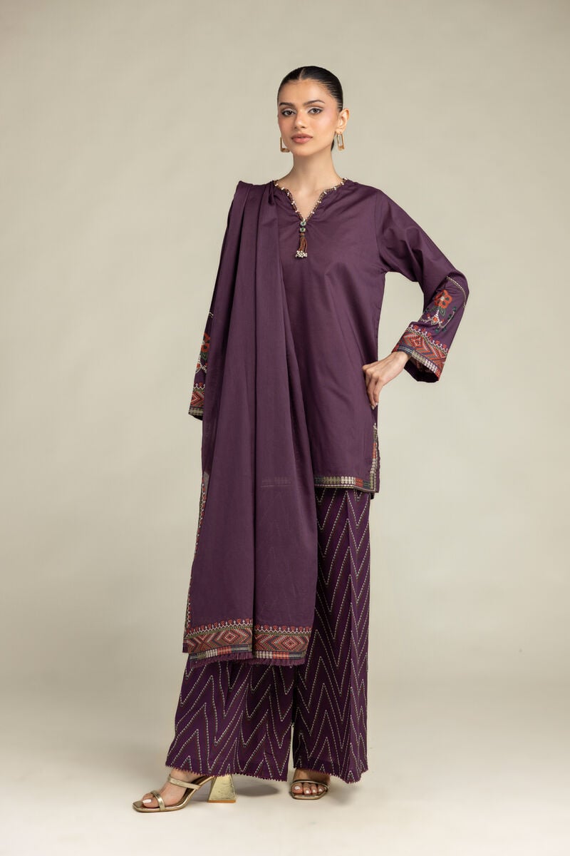 Embroidered | Lawn | Purple Lawn Dupatta | USD 35.00