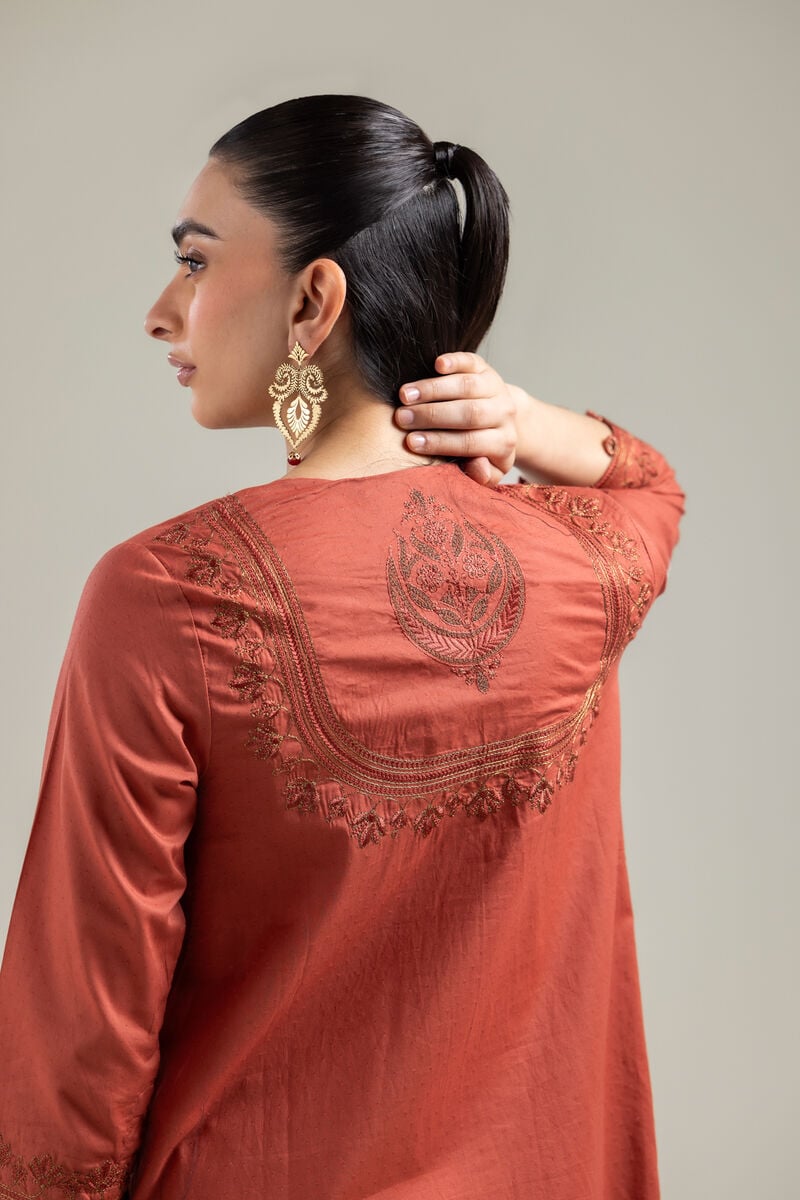 Embroidered |Cotton Dobby | Solid Longline Kurta | USD 45.00