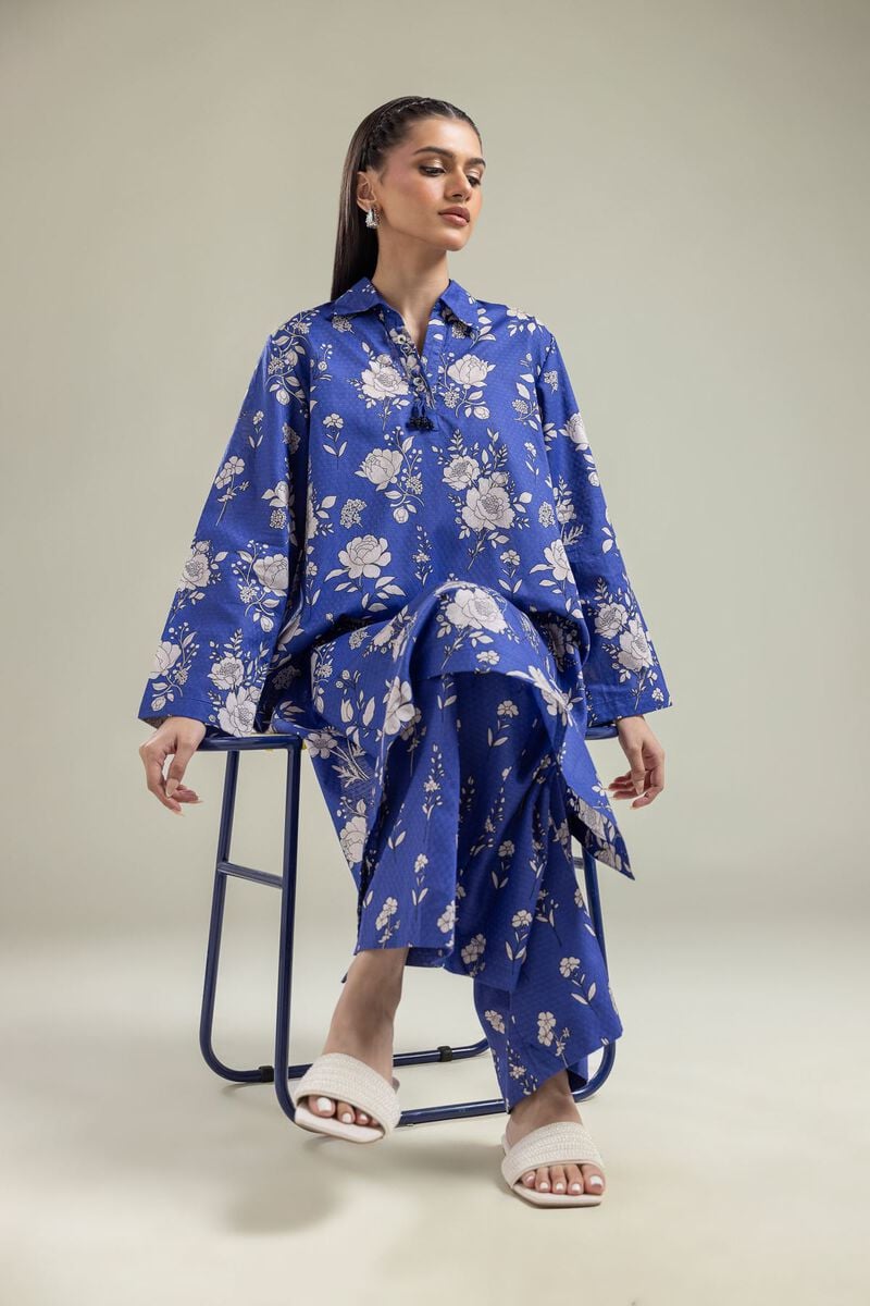 Printed | Cotton Dobby | Floral Blue Kurta | USD 30.00