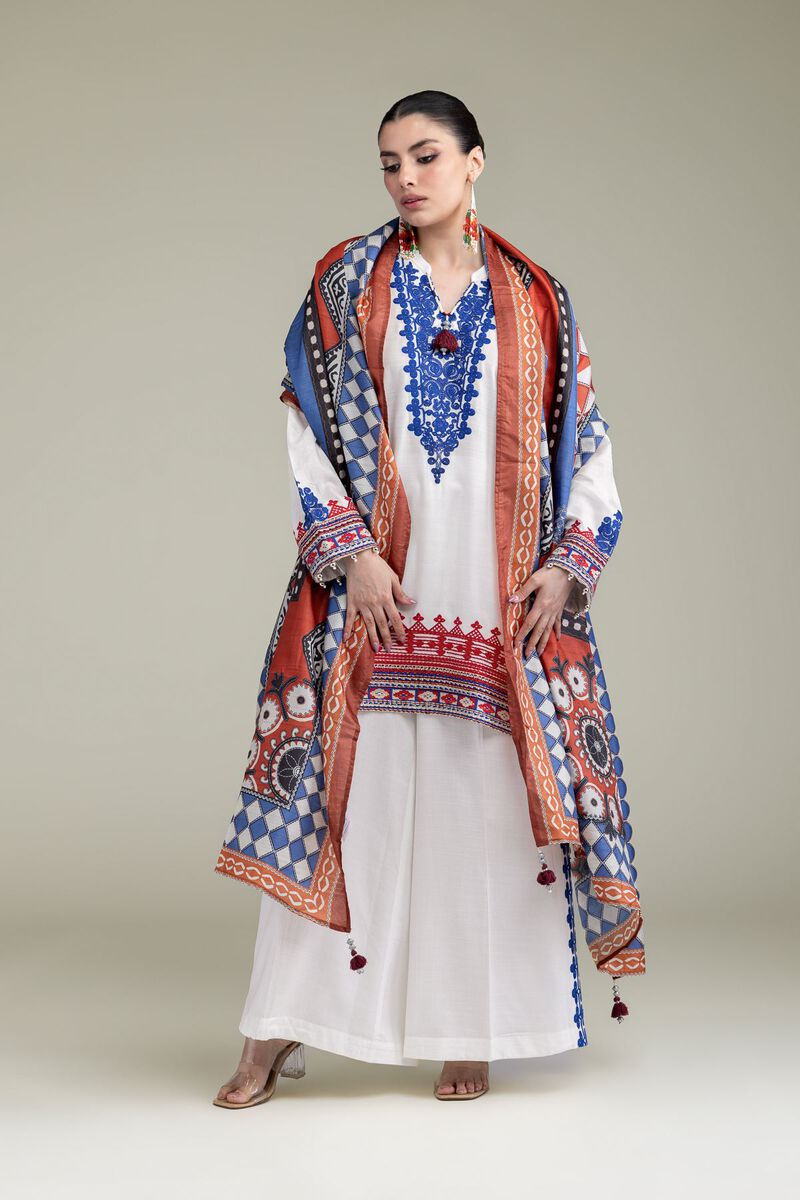 Embroidered | Polyester Silk | Silk Geometric Dupatta | USD 30.00