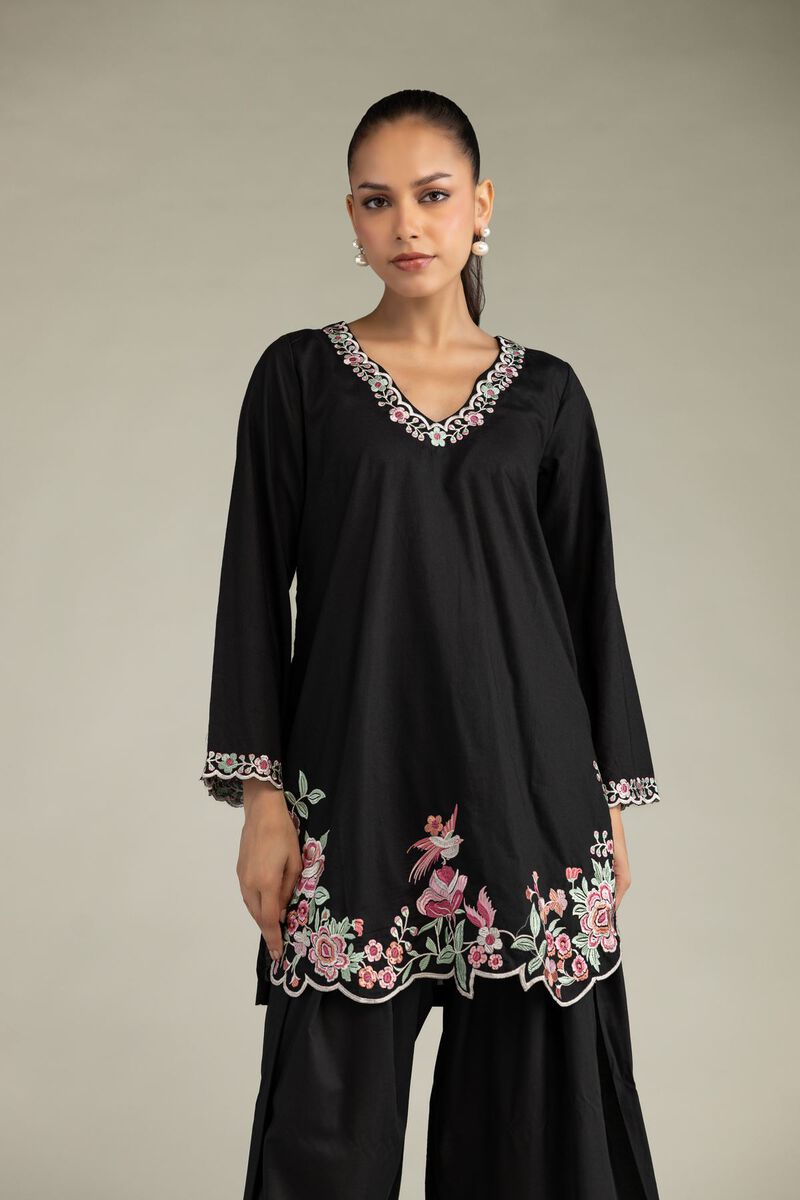 Embroidered | Cambric | Black Cambric Kurta | USD 45.00
