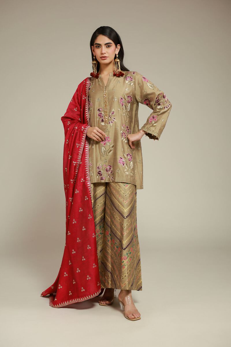 Embroidered | Raw Silk | 3 Piece Co-ord Set | USD 125.00