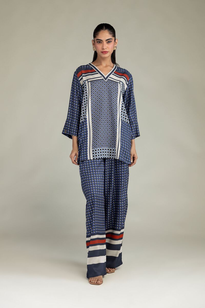 Embroidered | Viscose Crepe | Printed Viscose Trousers | null