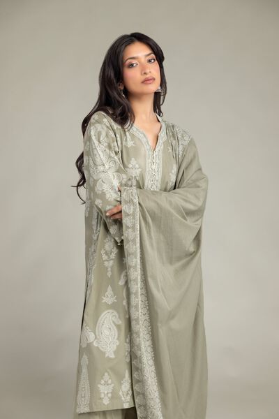Lawn | Olive Lawn Dupatta | USD 30.00