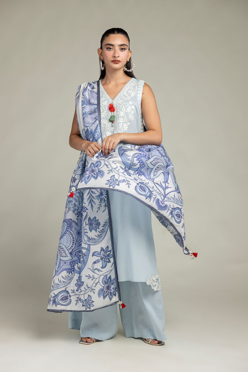 Embroidered  | Polyester Silk | Floral Silk Dupatta | USD 30.00