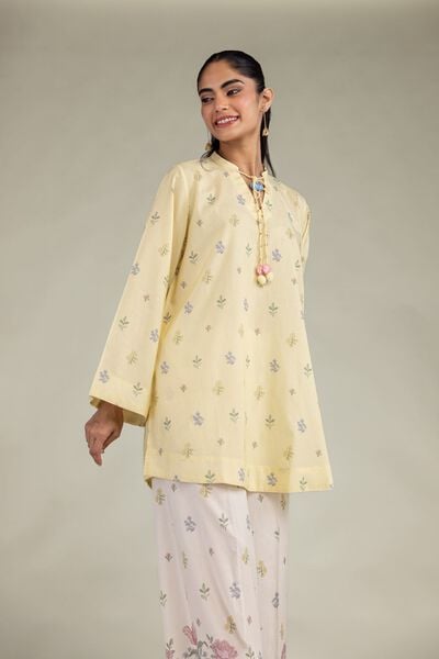 Printed | Cotton Viscose | Short Yellow Kurta | USD 40.00