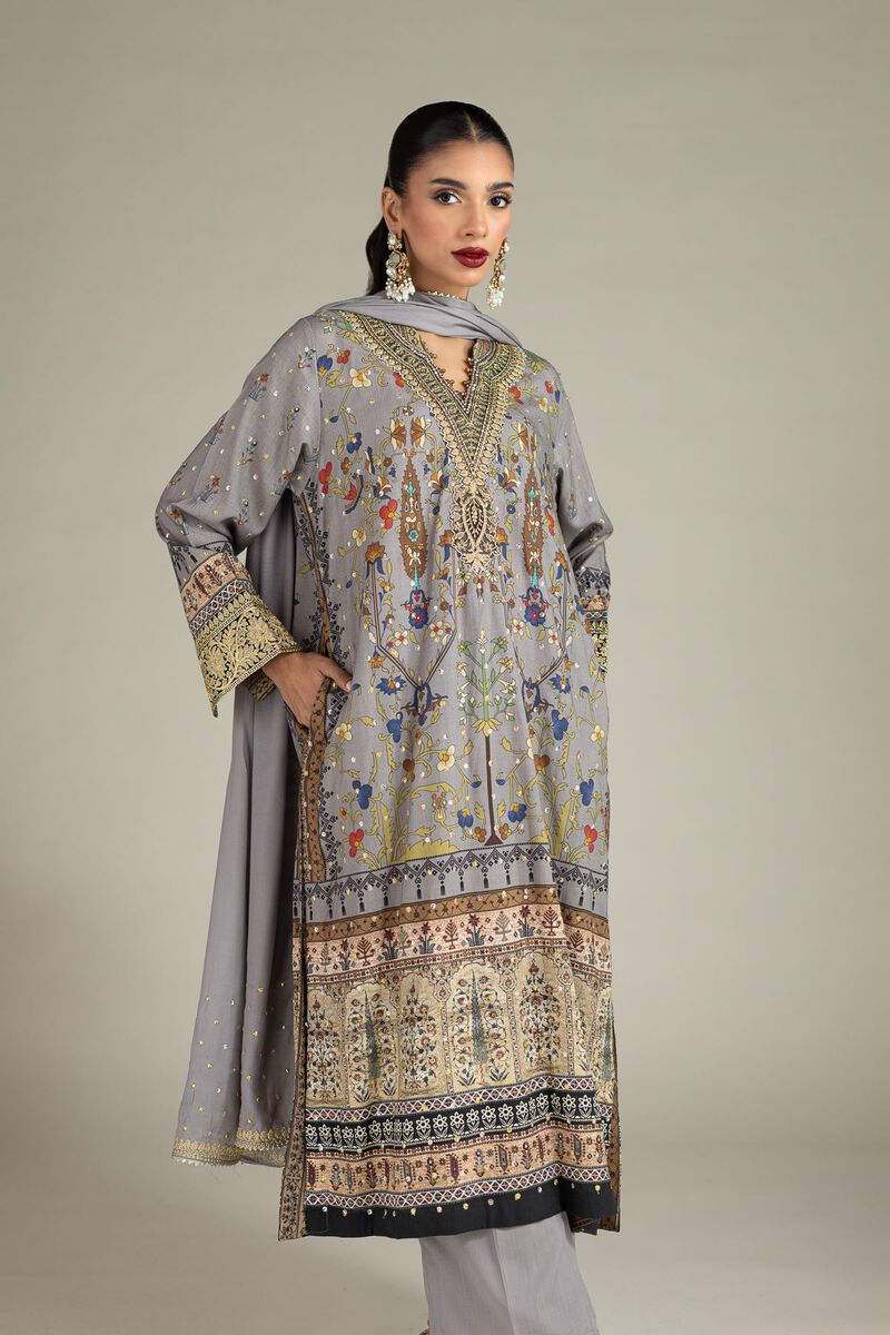 Embroidered | Raw Silk | 3 Piece Co-ord Set | USD 50.00