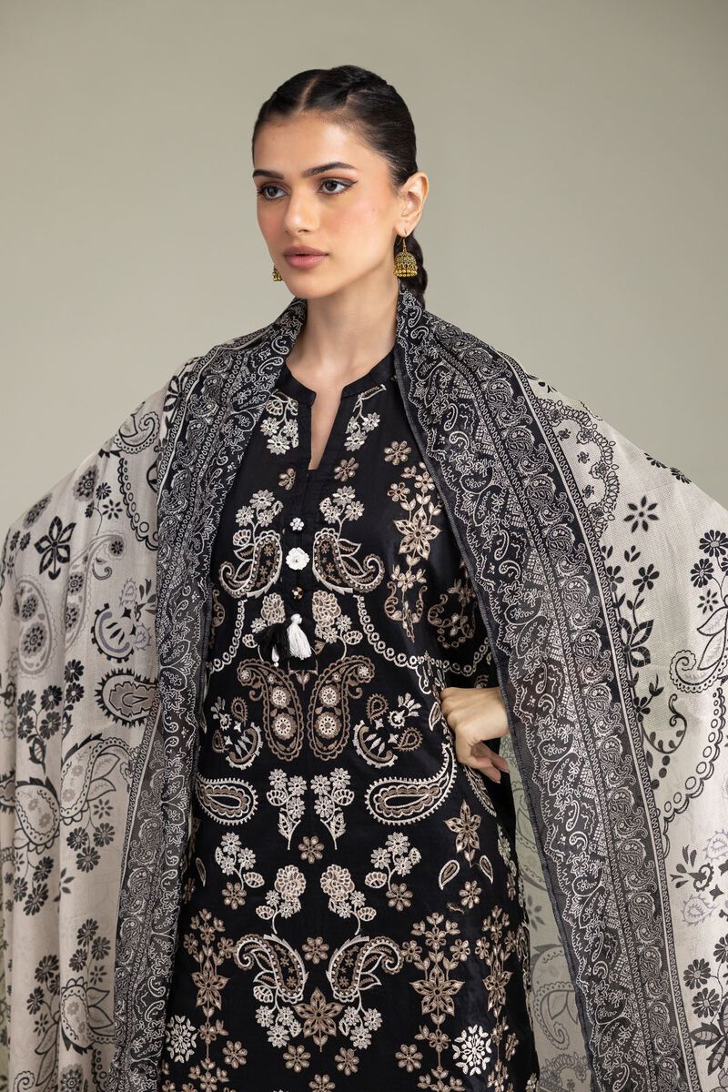 Embroidered | Cotton Dobby | Black Tailored Set | USD 80.00
