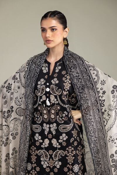 Embroidered | Cotton Dobby | Black Tailored Set | USD 80.00