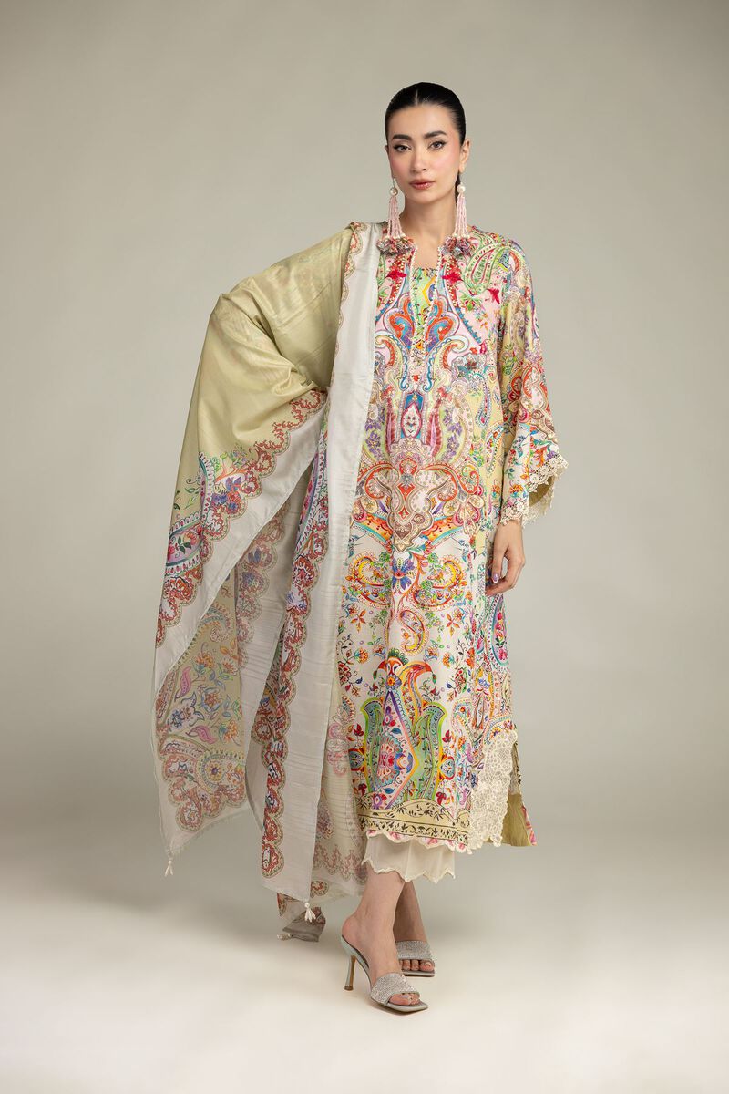 Embroidered | Polyester Silk | Silk Paisley Dupatta | USD 30.00