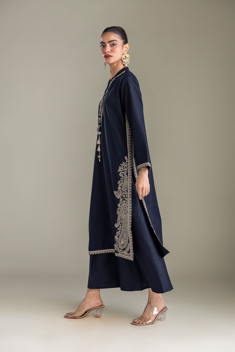 Embroidered | Heavy Blended Viscose | Navy Solid Pants | USD 35.00