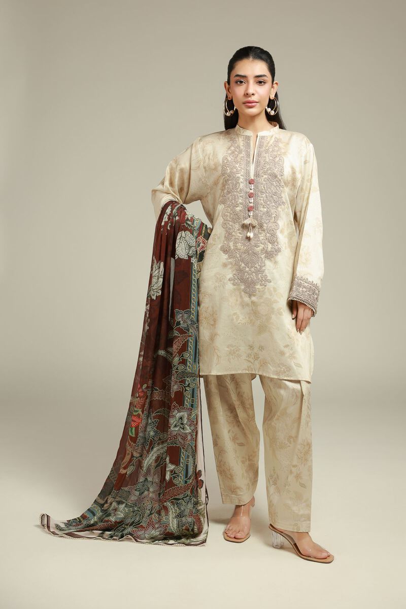 Embroidered | Satin | 3-Piece Tailored Suit | USD 75.00