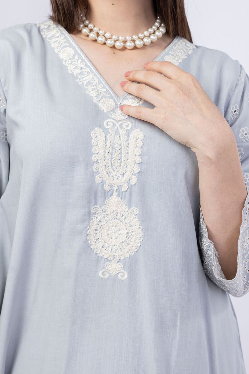 Embroidered | Crosshatch Raw Silk | Kurta | USD 22.50