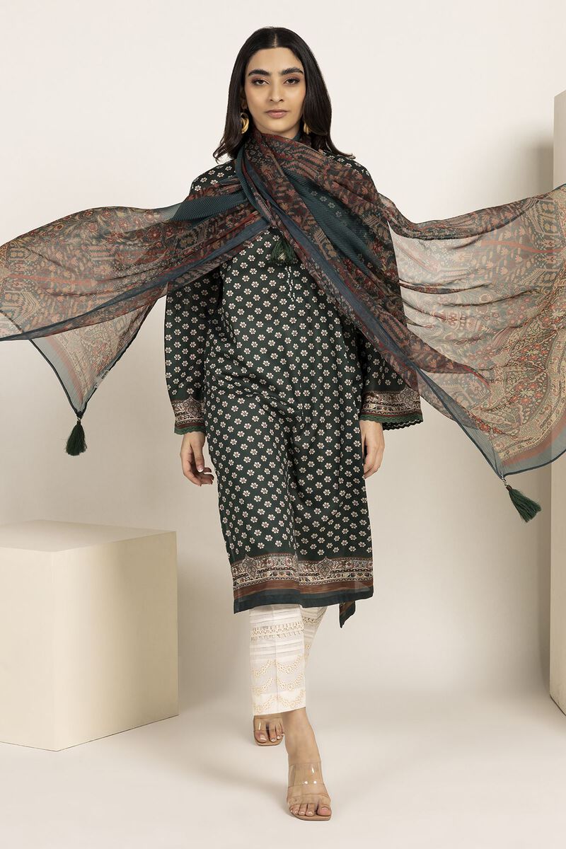 Fabrics 2 Piece | Top Dupatta, GREEN, hi-res image number null